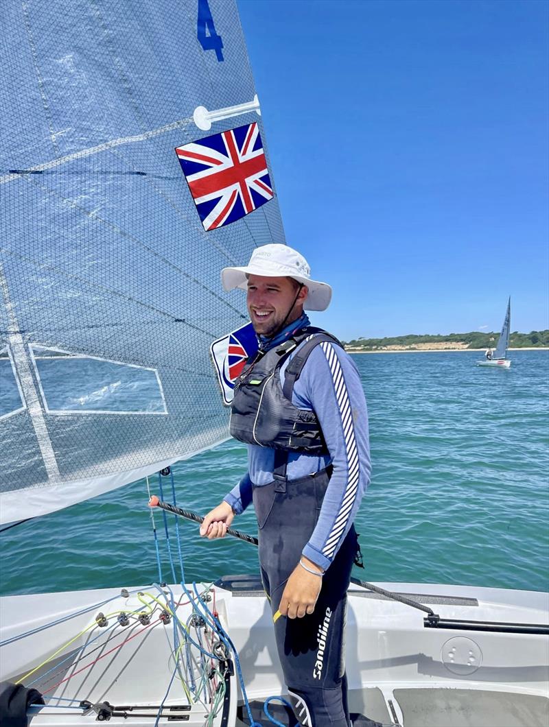 Cameron Tweedle between races in Hayling Bay during the 2023 UK Finn Nationals - photo © Own photo