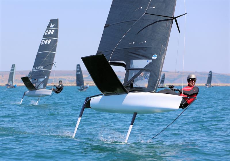 Wetsuit Outlet International Moth UK Nationals at the WPNSA Day 3 - GBR 5059 upwind during Race 7 with the delaminating wand - photo © Mark Jardine