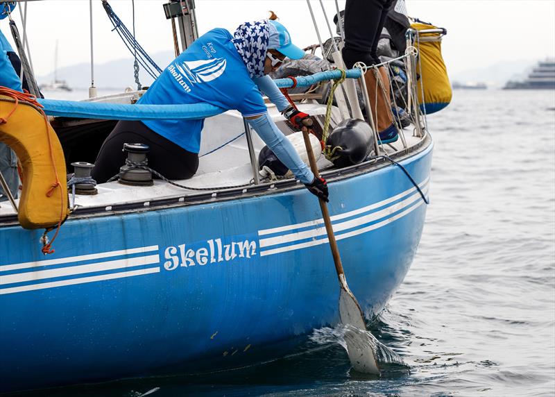 Getting to the start line was hard work. RHKYC Tomes Cup 2026 - photo © RHKYC/ Guy Nowell