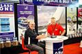 Ron Brown (left) holds court at the 2014 NZ Boat Show, at the Viaducts Events Centre