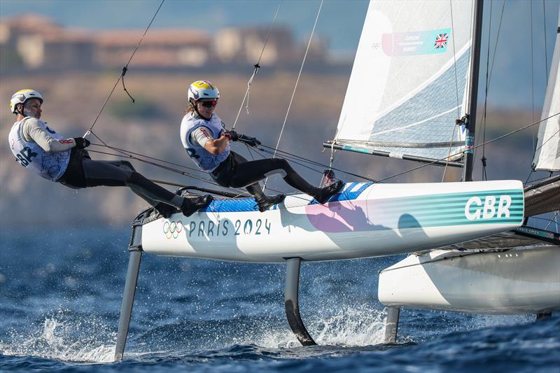 John Gimson & Anna Burnet (GBR) in the Mixed Multihull on August 4 in Marseille at the Paris 2024 Olympic Regatta photo copyright World Sailing / Lloyd Images taken at  and featuring the Nacra 17 class