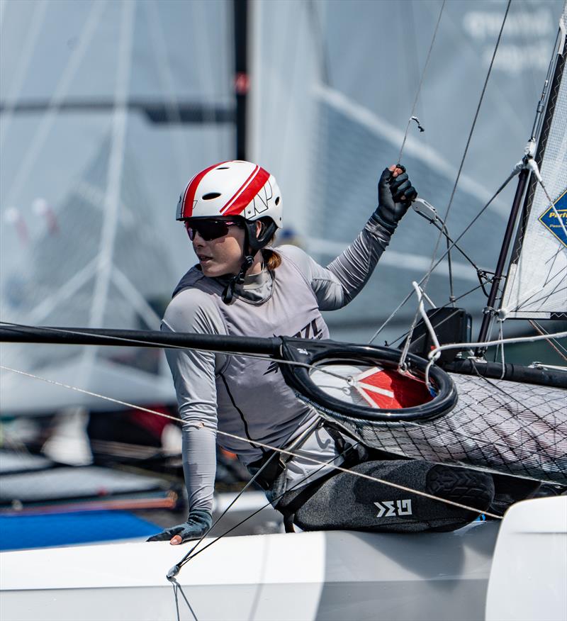 The final day of the regatta was marred by a lack of breeze, yet Kate Stewart and Micah Wilkinson climbed to fifth in the Nacra 17 standings. Photos / Niklas Mattes - photo © Niklas Mattes/Nacra17