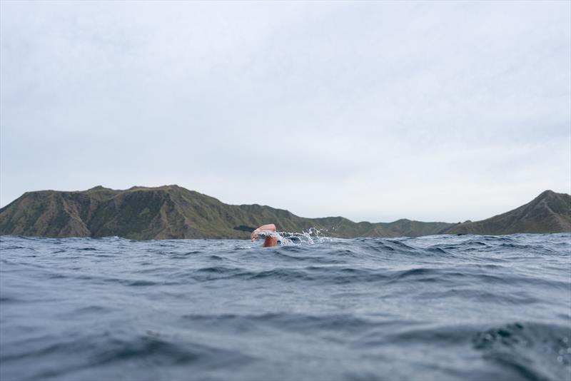  Jono Ridler - heads into Cook Strait - Swim4TheOcean - March 29, 2026 - photo © Joshua McCormack