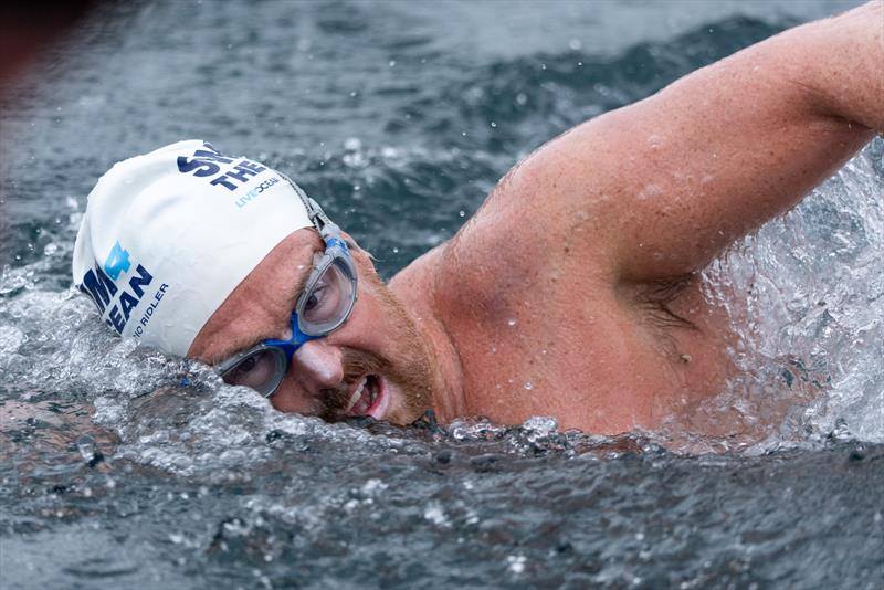  Jono Ridler - heads into Cook Strait - Swim4TheOcean - March 29, 2026 - photo © Joshua McCormack