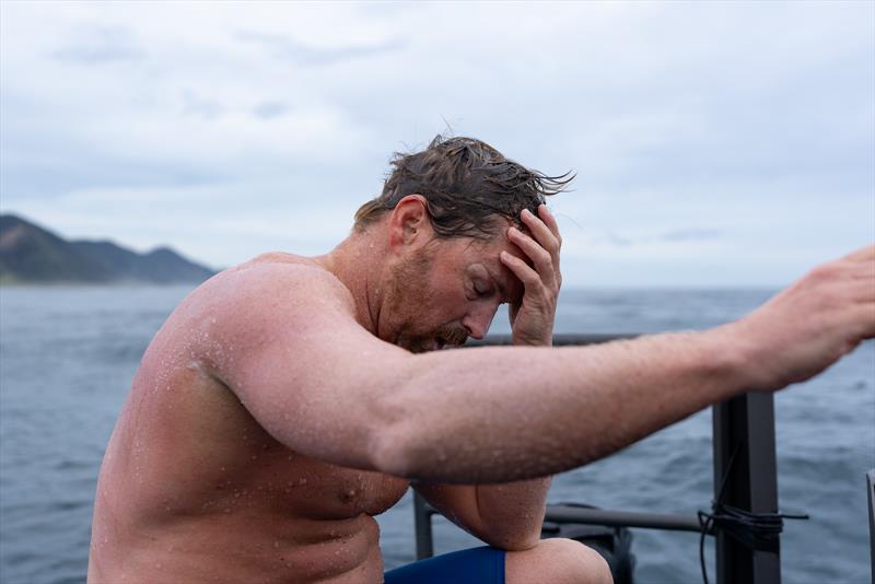  Jono Ridler - heads into Cook Strait - Swim4TheOcean - March 29, 2026 - photo © Joshua McCormack