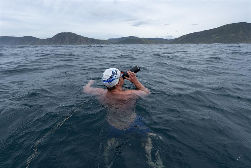  Jono Ridler - heads into Cook Strait - Swim4TheOcean - March 29, 2026 - photo © Joshua McCormack