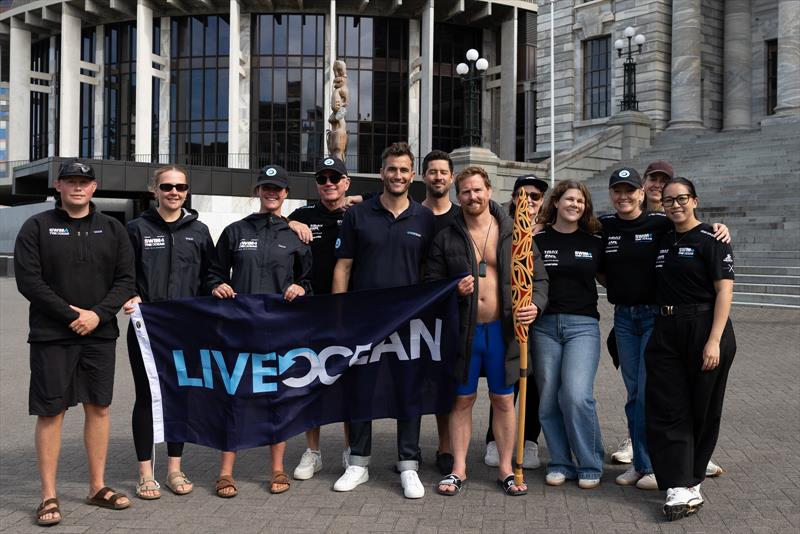 LiveOcean celebrates completing the 1367km swim - Wellington - April 4, 2026 photo copyright Joshua Mccormack/LiveOcean taken at Royal Port Nicholson Yacht Club and featuring the  class