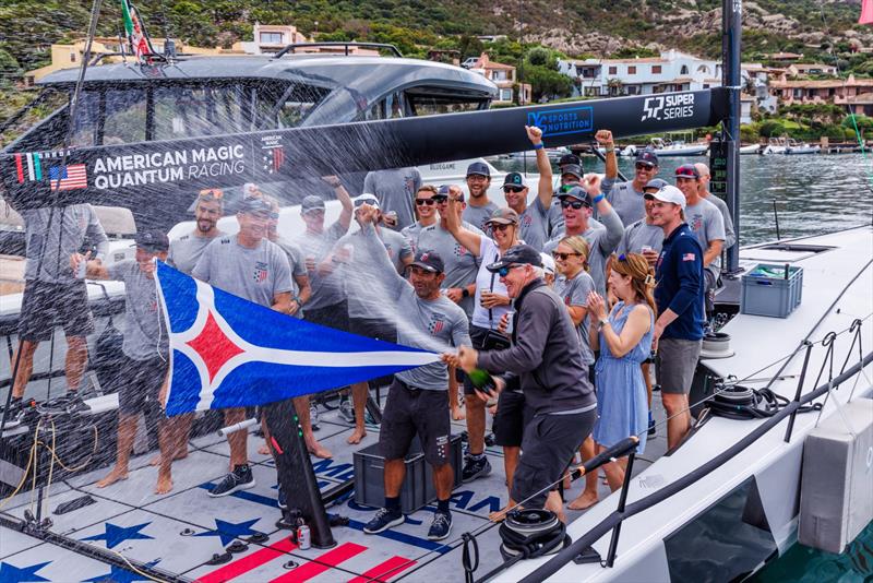 The American Magic Quantum Racing team celebrates its victory in the 52 Super Series circuit on arriving back to the dock - photo © Nico Martinez / 52 Super Series