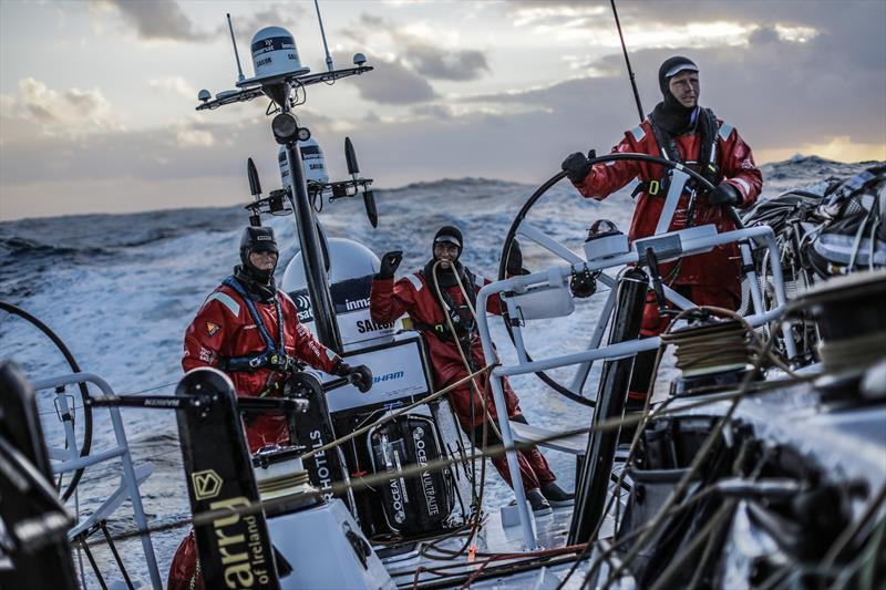 Leg 3, Cape Town to Melbourne, day 6, Sunset watch with Annemieke Bes, Alex Gough and Luke Parkinson on board Sun Hung Kai / Scallywag - photo © Konrad Frost / Volvo Ocean Race