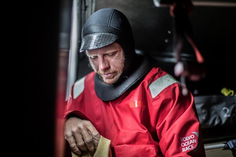 Leg 3, Cape Town to Melbourne, day 14, Luke Parkinson coming off watch on board Sun Hung Kai / Scallywag - photo © Konrad Frost / Volvo Ocean Race