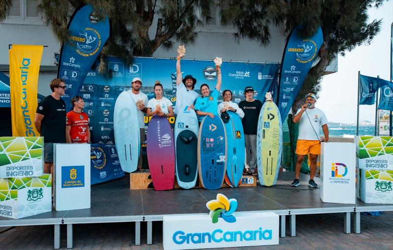 Womens and mens podiums - photo © Sailing Energy