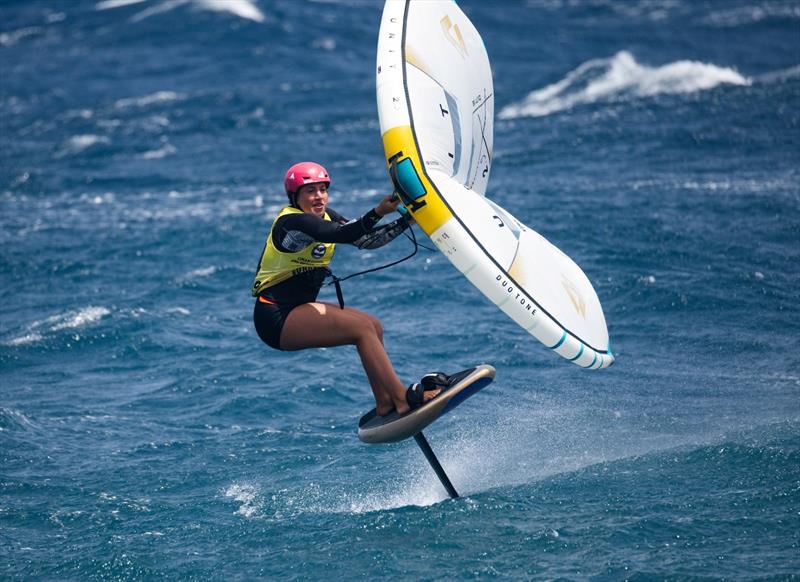Nia Suardiaz wins the FreeFly-Slalom World Cup in Gran Canaria - photo © Sailing Energy